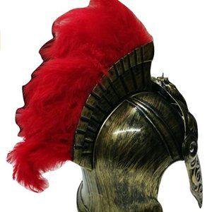 Roman Costume Helmet with Red Feather Plume